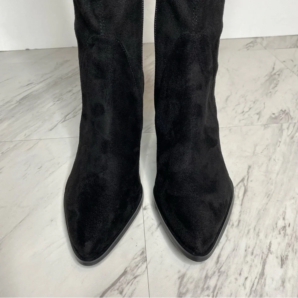 New! Marc Fisher Cathi Black Faux Suede Over The Knee Black Boot 6M